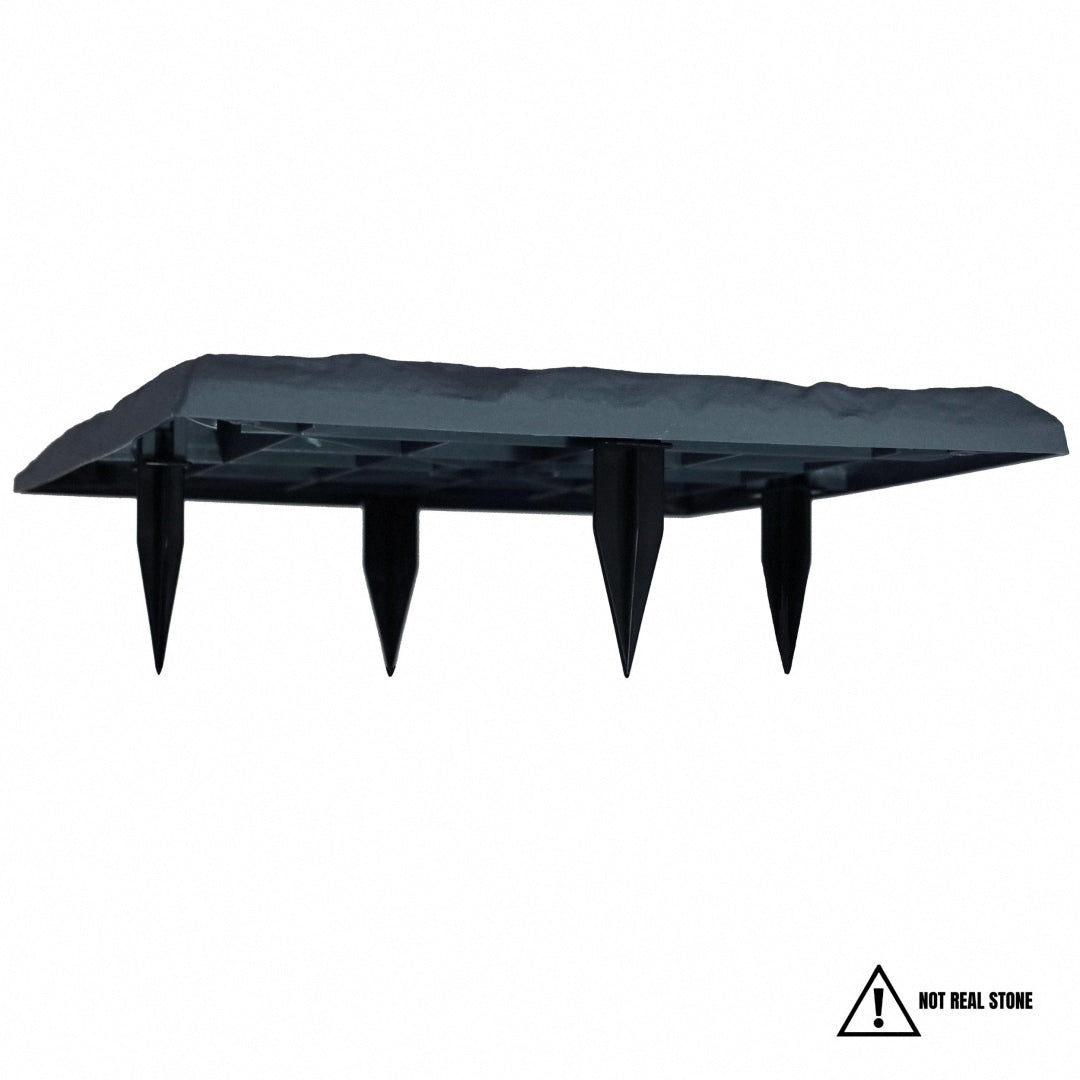15.5 Interlocking Garden Stepping Stones – Slate Grey Resin Pavers (8 or 16-Pack) 🌿 | Extra-Wide Ground Stakes for Stability – Bonus Rubber Mallet with 16-Pack 🔨 | Weatherproof, Easy Install for Lawn & Pathways