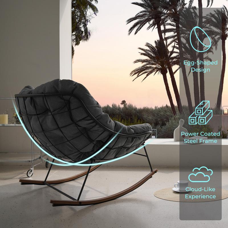 Indoor & Outdoor Royal Rocking Chairs with Cushions for Porch, Garden, Patio