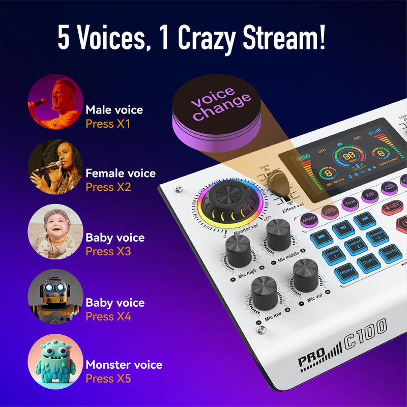 Hot Limited Time Low Price - HiCall C100PRO-P15 Live Audio Mixer, 48V Digital Sound Card, Dual DSP Chips,
