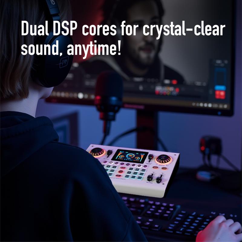 Hot Limited Time Low Price - HiCall C100PRO-P15 Live Audio Mixer, 48V Digital Sound Card, Dual DSP Chips,